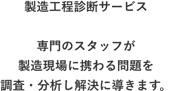 製造改善サポート 専門のスタッフが製造現場に携わる問題を調査・分析し解決に導きます。