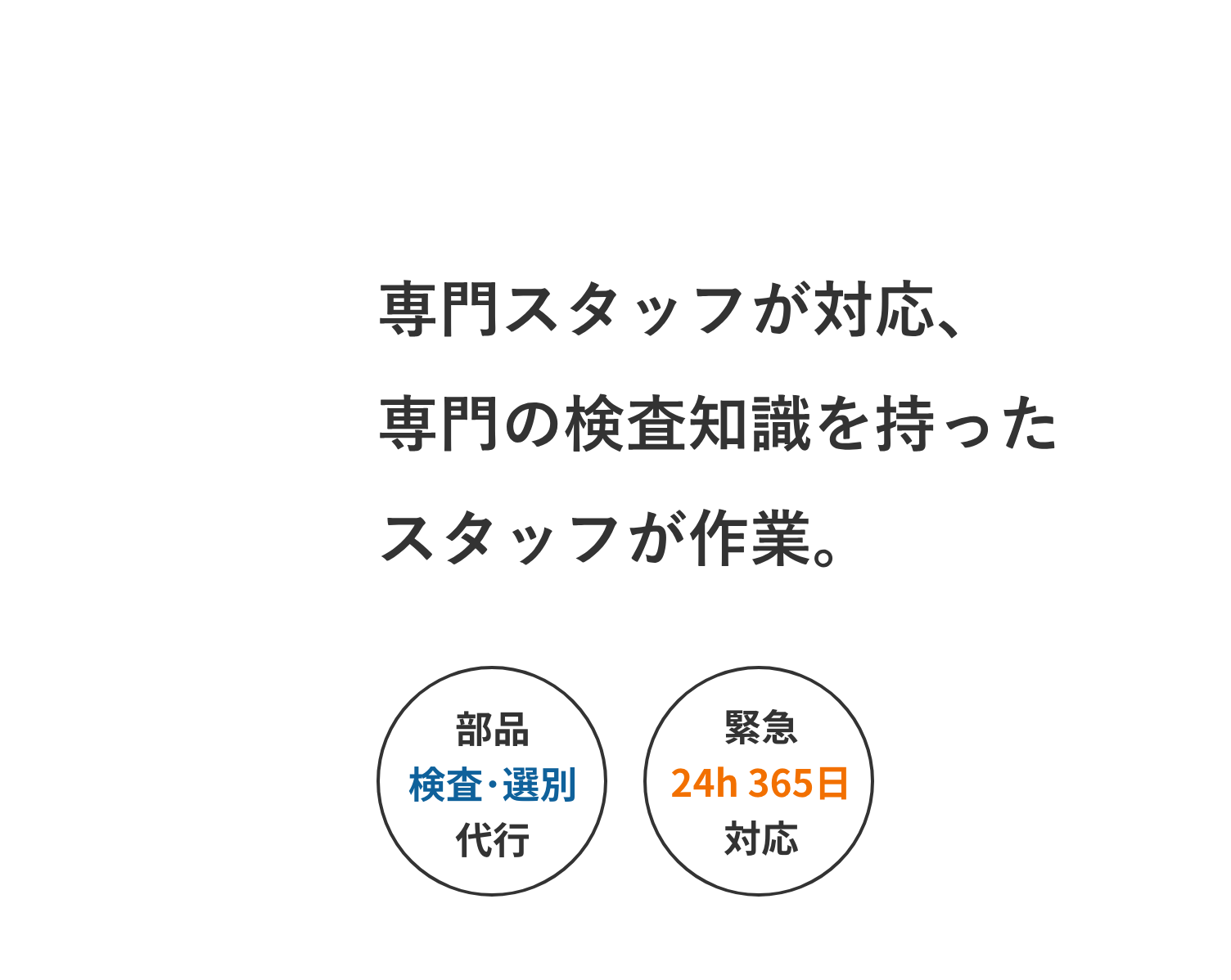 専門スタッフが対応、専門の検査知識を持ったスタッフが作業。