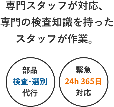 専門スタッフが対応、専門の検査知識を持ったスタッフが作業。