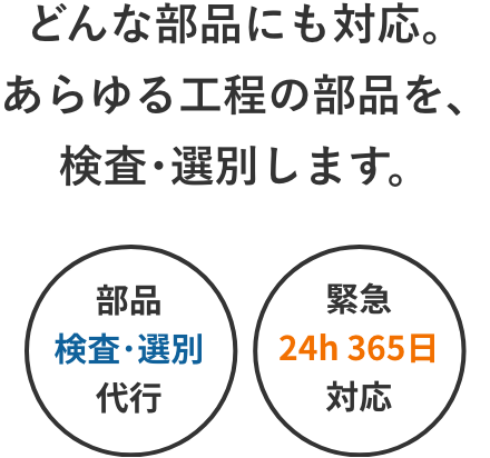 どんな部品にも対応。あらゆる工程の部品を、検査･選別します。